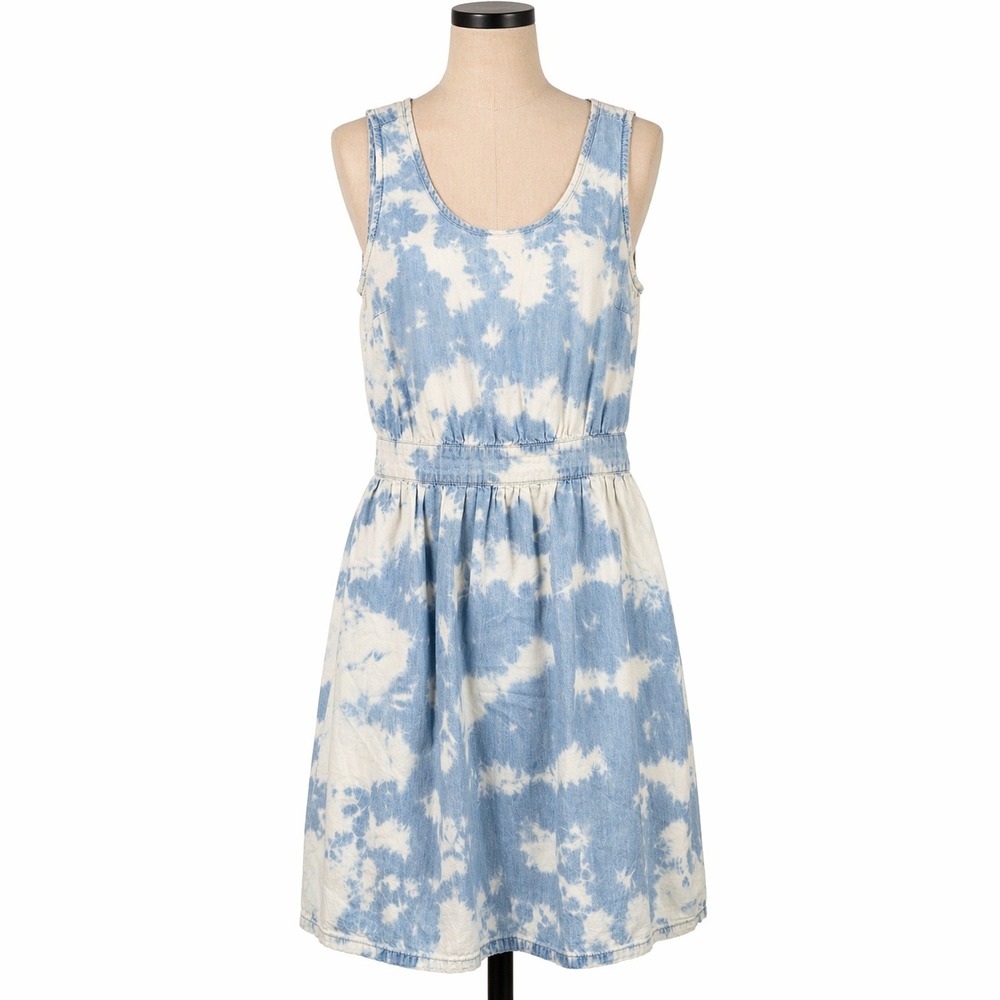 Y2K Forever 21 Tie Dye Denim Mini Dress Size XS Blue Indie Sleaze Festival Twee